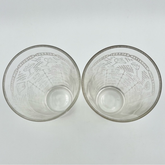 Vintage Federal Glass Cocktail Recipe Mixer Pint Glasses Barware 1960s Set of 2 - Picture 8 of 9